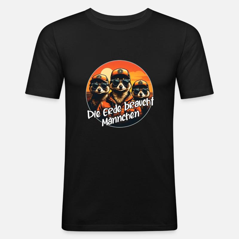 Coole Erdmännchen lustiger Erdmännchenspruch - Männer Slim Fit T-Shirt - Schwarz