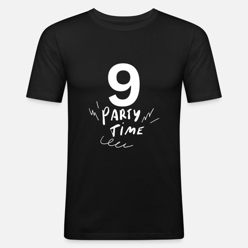 9 - Männer Slim Fit T-Shirt - Schwarz