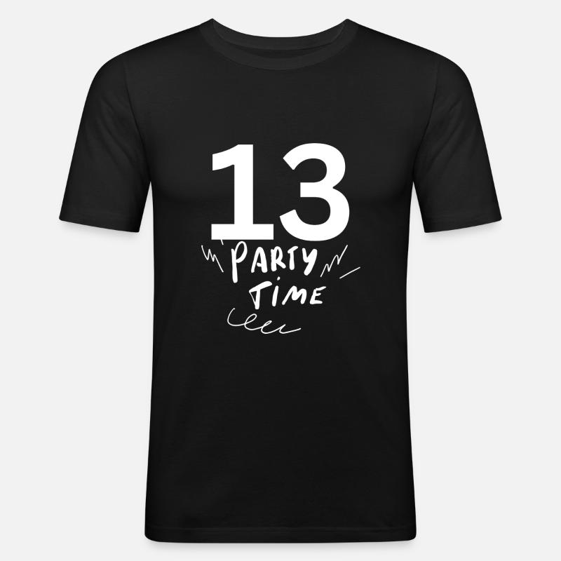 13 - Männer Slim Fit T-Shirt - Schwarz