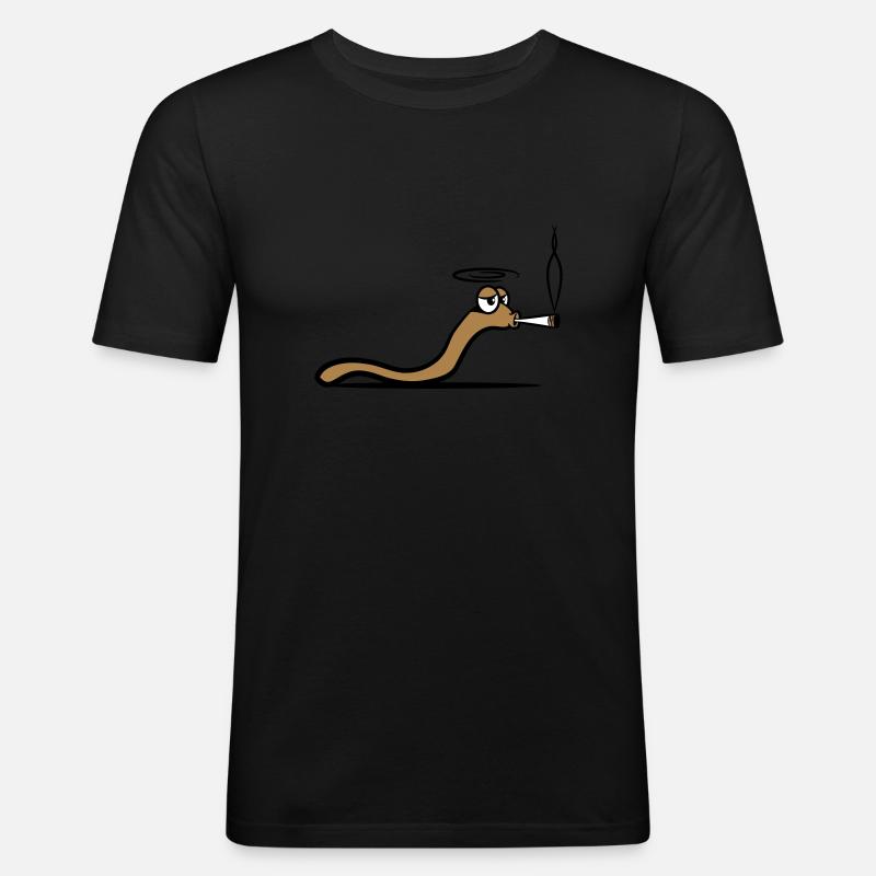 Worm smoke joint - Men's Slim Fit T-Shirt - black