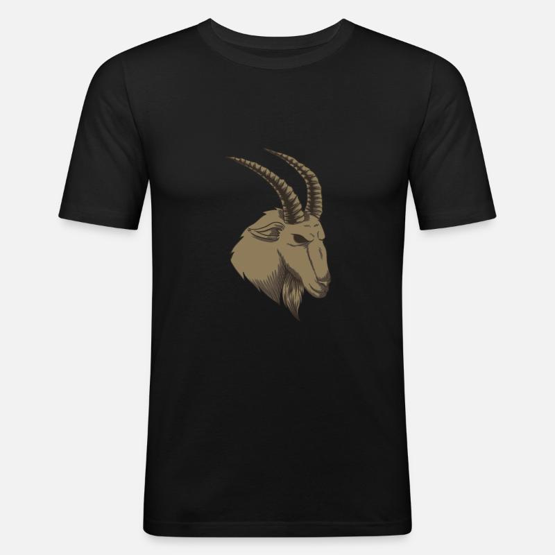 Ziege - Männer Slim Fit T-Shirt - Schwarz