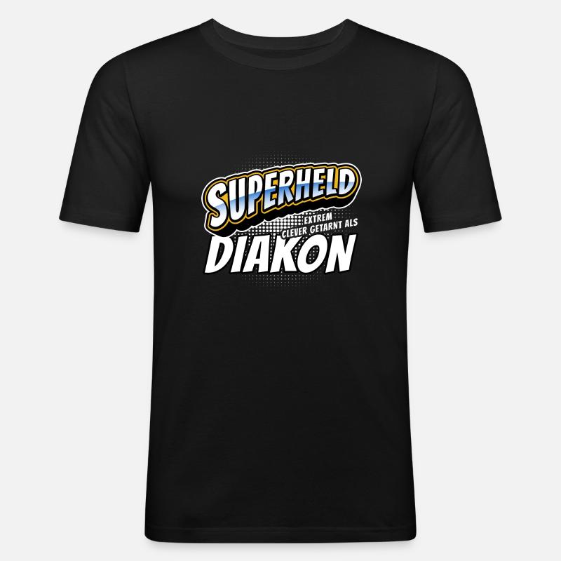 Superheld, clever getarnt als Diakon - Männer Slim Fit T-Shirt - Schwarz