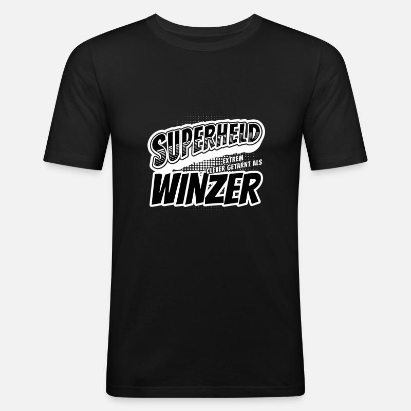 Superheld, clever getarnt als Winzer - Männer Slim Fit T-Shirt - Schwarz