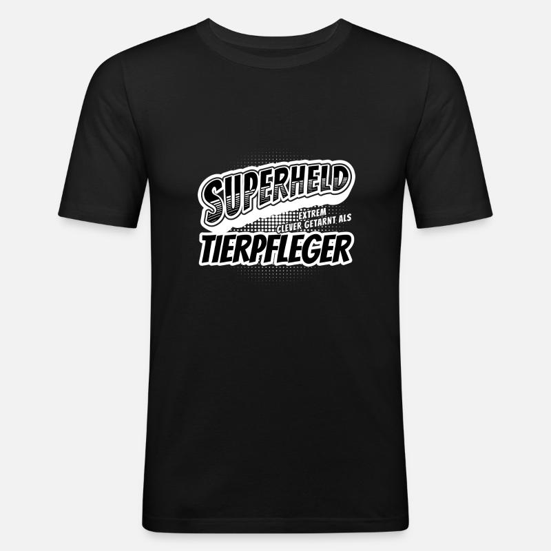 Superheld, clever getarnt als Tierpfleger - Männer Slim Fit T-Shirt - Schwarz
