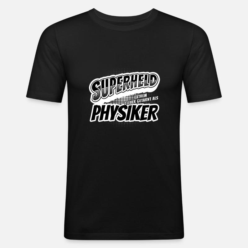 Superheld, clever getarnt als Physiker - Männer Slim Fit T-Shirt - Schwarz