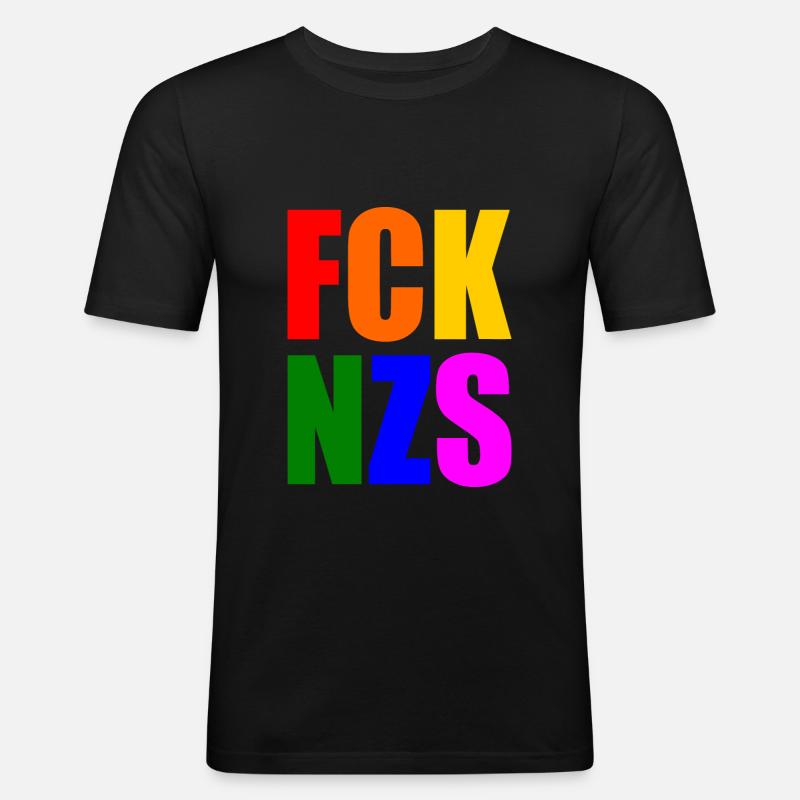 Fck nzs - Männer Slim Fit T-Shirt - Schwarz