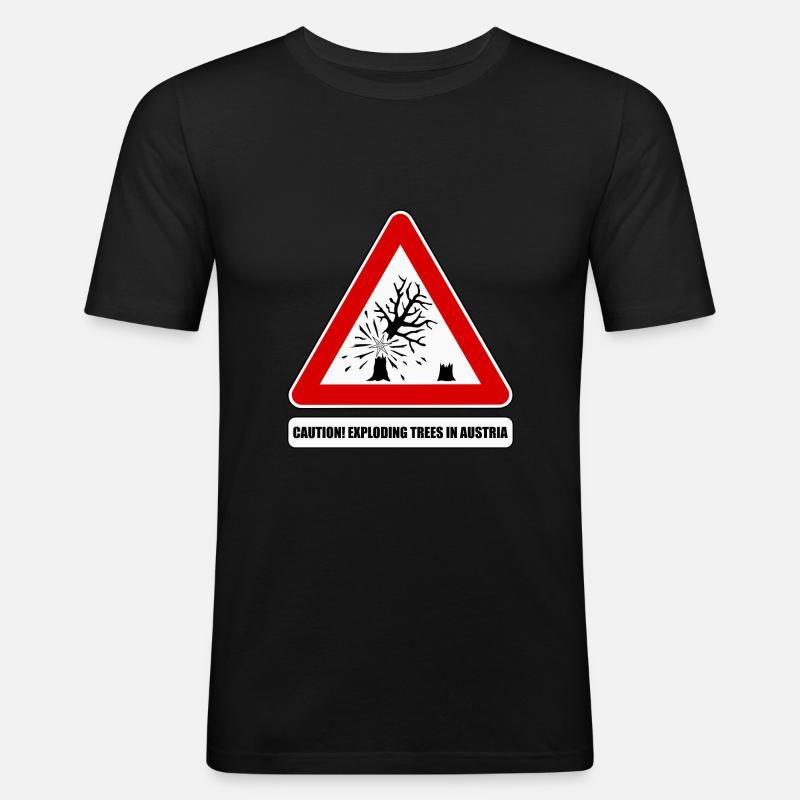 explodierende bäume,  exploding trees Austria - Männer Slim Fit T-Shirt - Schwarz
