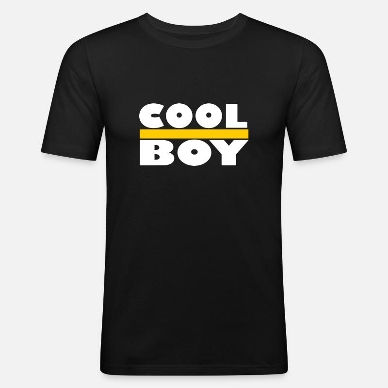 Cool boy - Männer Slim Fit T-Shirt - Schwarz