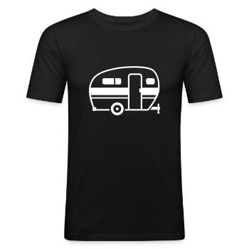 Wohnwagen - Männer Slim Fit T-Shirt - Schwarz - Vorne - Nik (191cm)