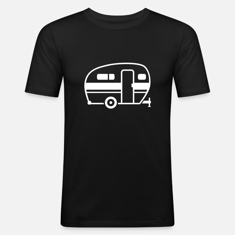 Wohnwagen - Männer Slim Fit T-Shirt - Schwarz