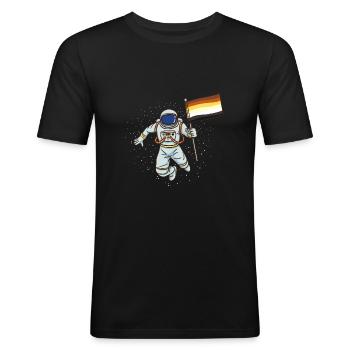 Astronaut Gay Bear Pride - Männer Slim Fit T-Shirt - Schwarz - Vorne - Nik (191cm)