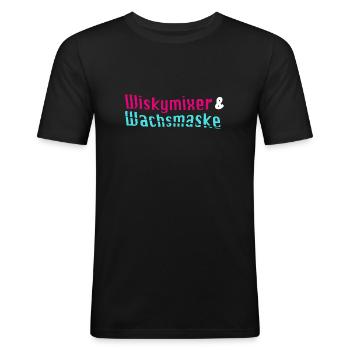 Wiskymixer & Wachsmaske - Männer Slim Fit T-Shirt - Schwarz - Vorne - Nik (191cm)