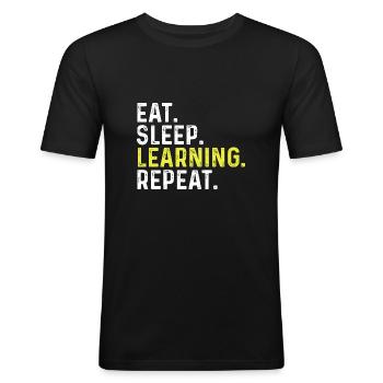 Manger le sommeil Apprendre Répéter - T-shirt près du corps Homme - noir - Devant - Nik (191cm)