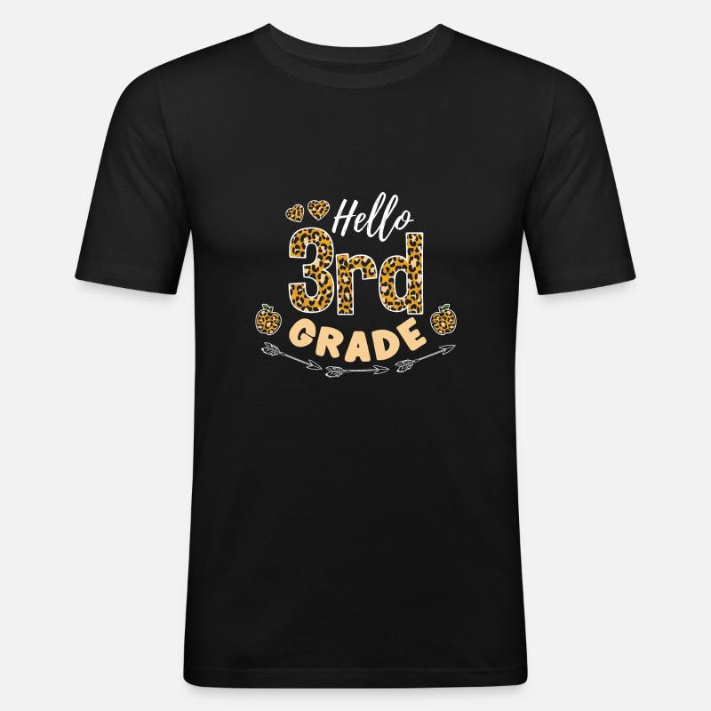 Hello 3rd Grade Leopard Teacher - Men's Slim Fit T-Shirt - black