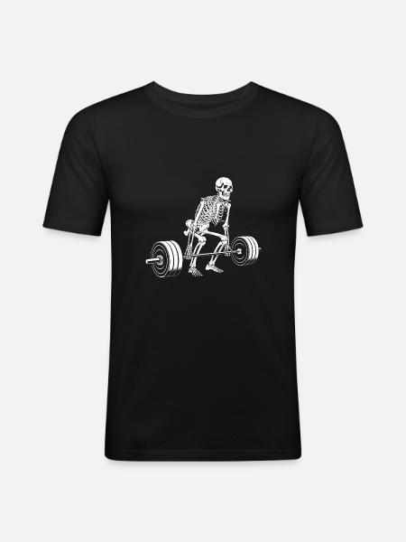 Skeleton, Deadlift, Weight Training, Training - Men's Slim Fit T-Shirt - black