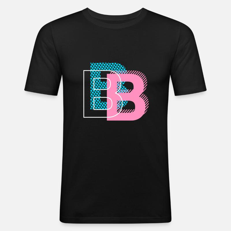 B wie Buchstabe - Männer Slim Fit T-Shirt - Schwarz