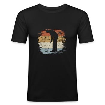 Minigolf Retro - Vintage - Silhouette - Men's Slim Fit T-Shirt - black - Front - Nik (191cm)