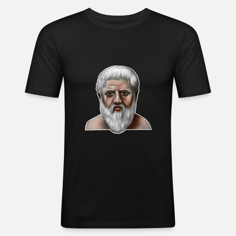 Platon Griechischer Philosoph - Männer Slim Fit T-Shirt - Schwarz