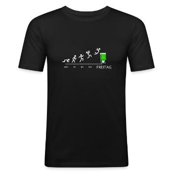Pfeffi Evolution Pfefferminz Likör Saufen JGA - Männer Slim Fit T-Shirt - Schwarz - Vorne - Nik (191cm)