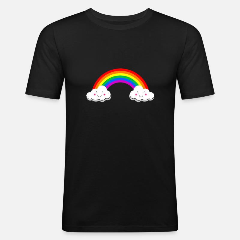 Regenbogen | LGBT Rainbow - Männer Slim Fit T-Shirt - Schwarz
