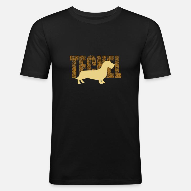 teckel - Männer Slim Fit T-Shirt - Schwarz