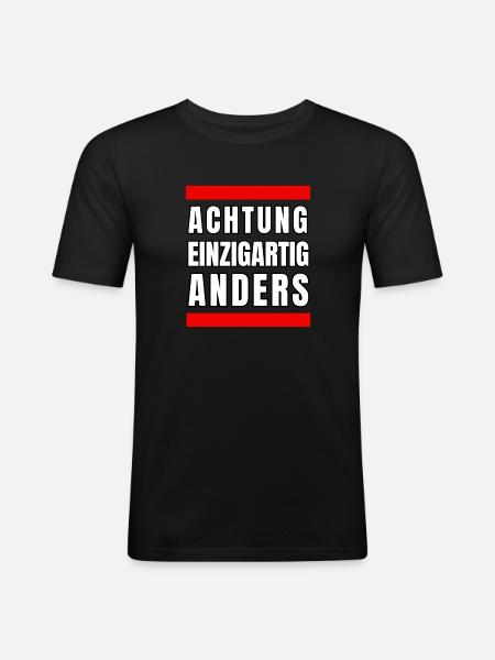 Einzigartig Anders - Männer Slim Fit T-Shirt - Schwarz