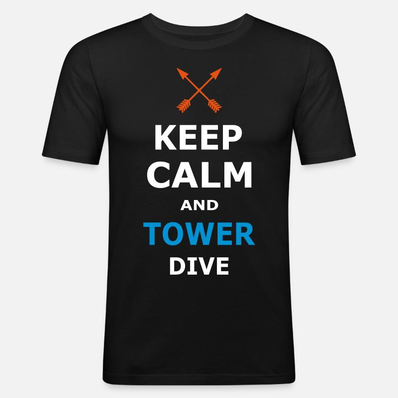 KEEP CALM AND TOWER DIVE - Männer Slim Fit T-Shirt - Schwarz