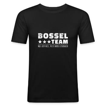 BOSSEL TEAM, Bosseln Boßeln Klootschießen Geschenk - Männer Slim Fit T-Shirt - Schwarz - Vorne - Nik (191cm)