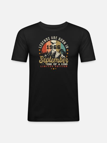 Septembre 1966, né en 1966 - T-shirt près du corps Homme - noir