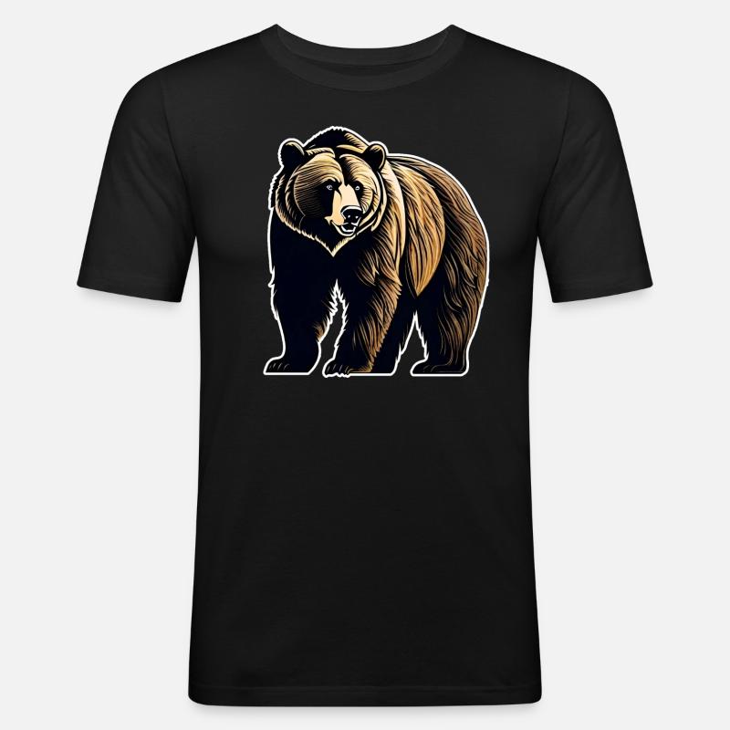 Stolzer Bär - Männer Slim Fit T-Shirt - Schwarz