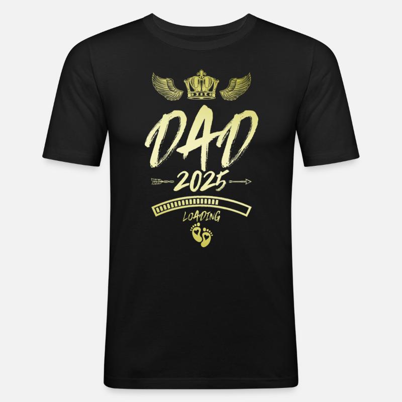 Dad 2025 Loading Papa Spruch - Männer Slim Fit T-Shirt - Schwarz