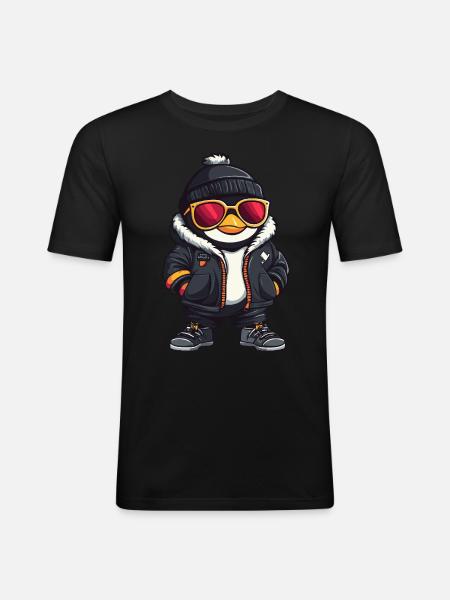 Penguin Cool Comic - Men's Slim Fit T-Shirt - black