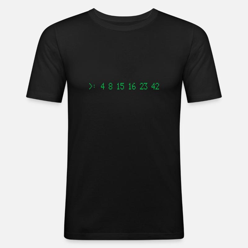 Lost Numbers - Männer Slim Fit T-Shirt - Schwarz
