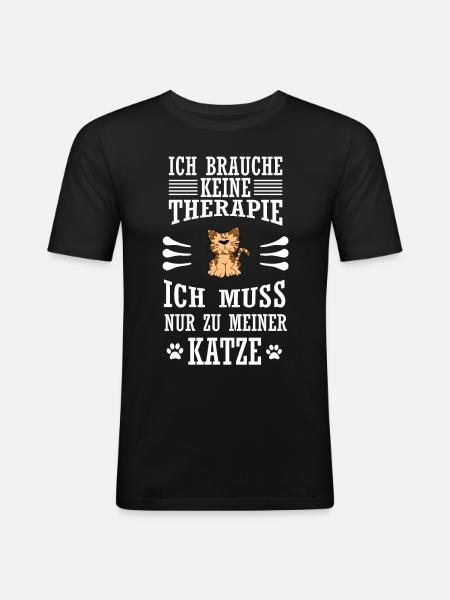 Katze - Männer Slim Fit T-Shirt - Schwarz