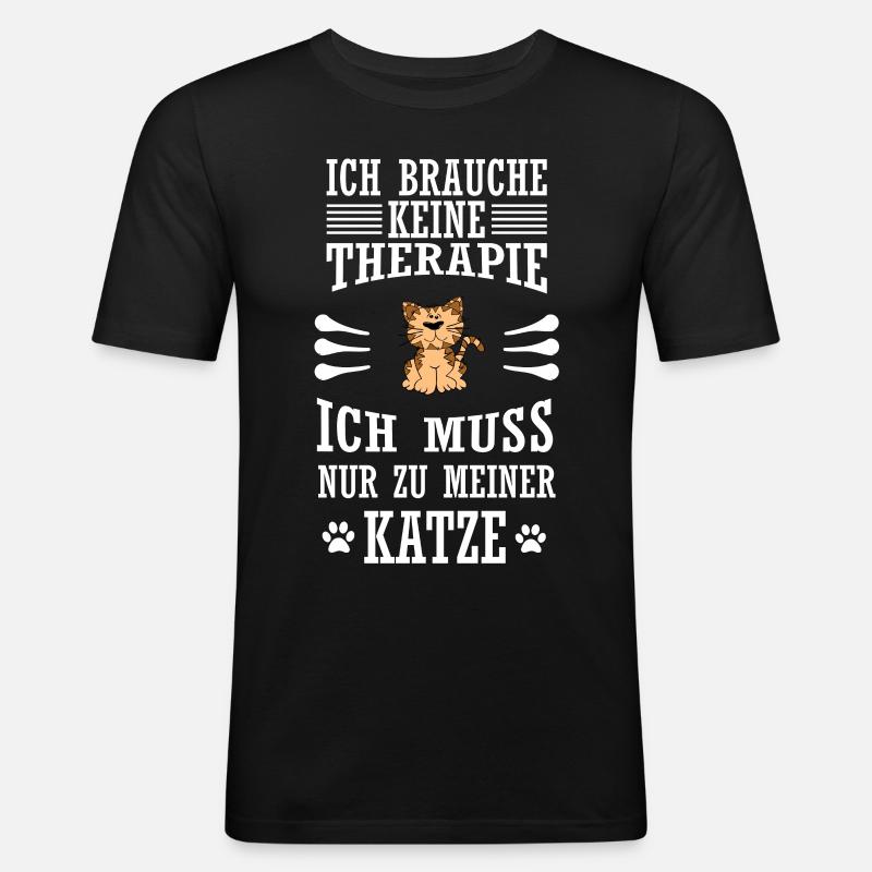Katze - Männer Slim Fit T-Shirt - Schwarz