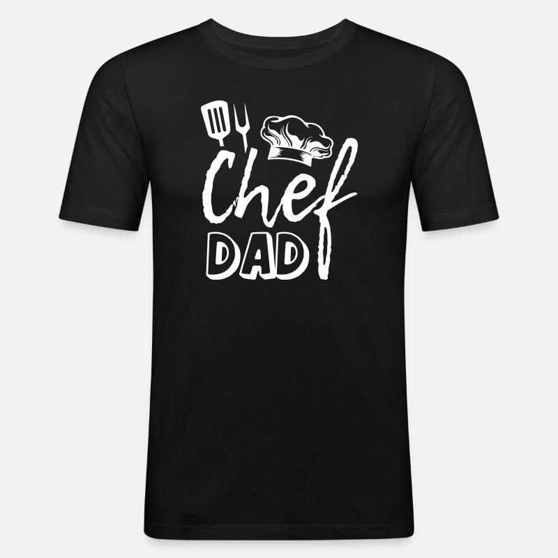 Chef Dad - Männer Slim Fit T-Shirt - Schwarz