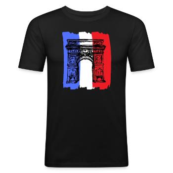 Arc de Triomphe - T-shirt près du corps Homme - noir - Devant - Nik (191cm)