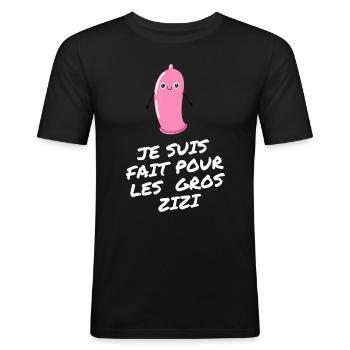 je suis fait pour les gros zizi - T-shirt près du corps Homme - noir - Devant - Nik (191cm)