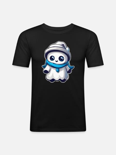 Cute little bogeyman with cap - Men's Slim Fit T-Shirt - black