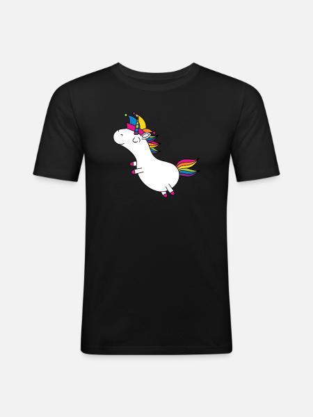 Enhörning karneval lurar regnbågsfest LGBT - Slim Fit T-shirt herr - svart