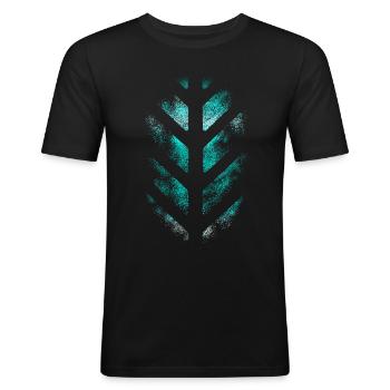 Alien Gesicht - Science- Fiction Gladiator Panzer. - Männer Slim Fit T-Shirt - Schwarz - Vorne - Nik (191cm)