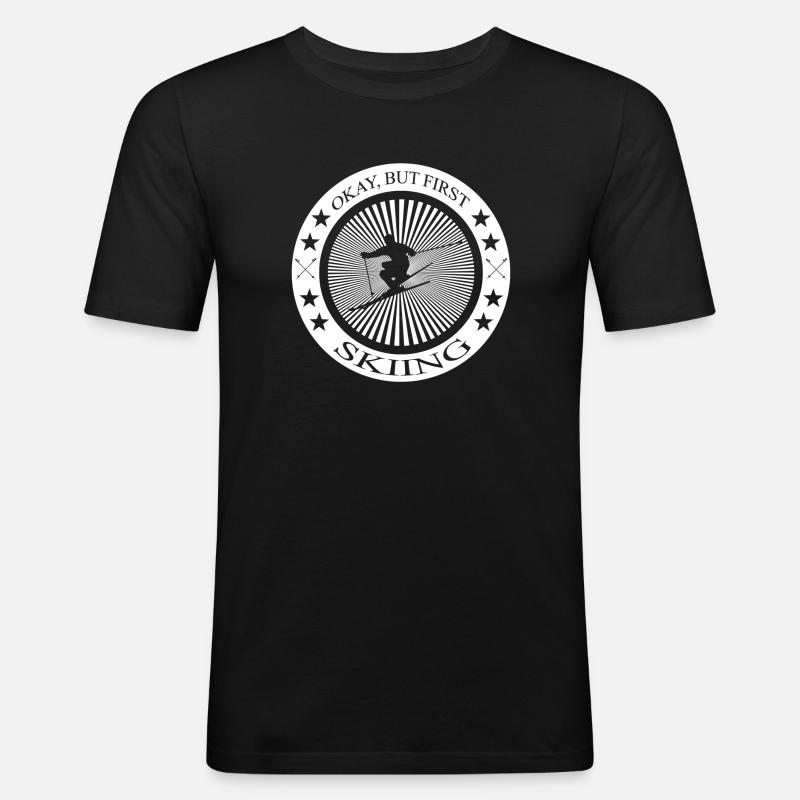 Skiing - Männer Slim Fit T-Shirt - Schwarz