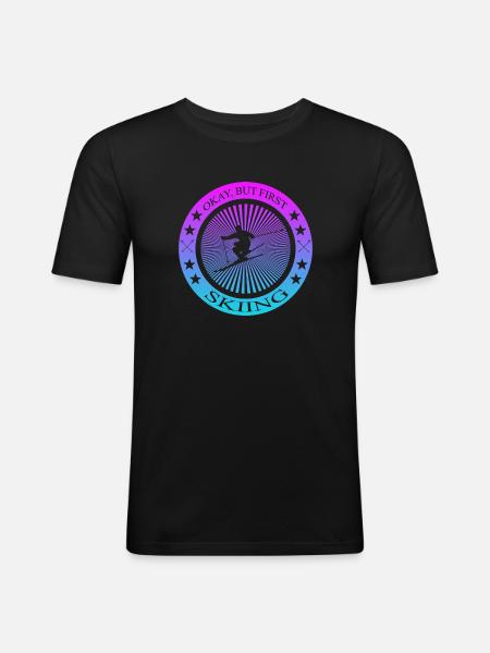Skiing - Männer Slim Fit T-Shirt - Schwarz