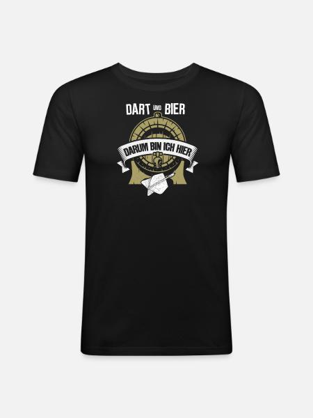 Darts und Bier - Männer Slim Fit T-Shirt - Schwarz