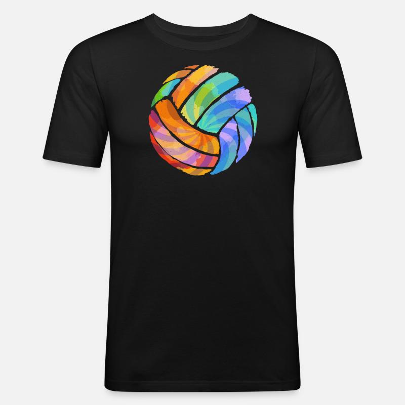 Beach Volleyball Regenbogen - Pride - Männer Slim Fit T-Shirt - Schwarz