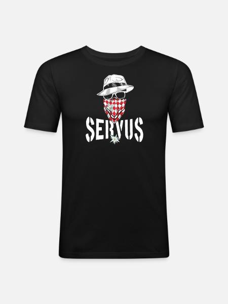 Bavarian Outlaw - Servus Bayern - Männer Slim Fit T-Shirt - Schwarz
