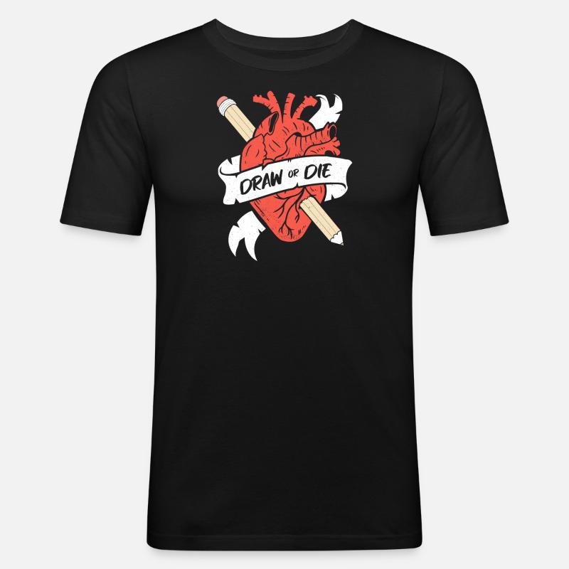 Zeichne oder stirb - Künstler lustig - Männer Slim Fit T-Shirt - Schwarz