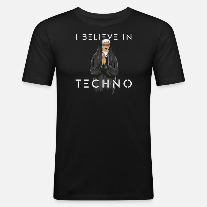 Techno Nun 2 - Männer Slim Fit T-Shirt - Schwarz