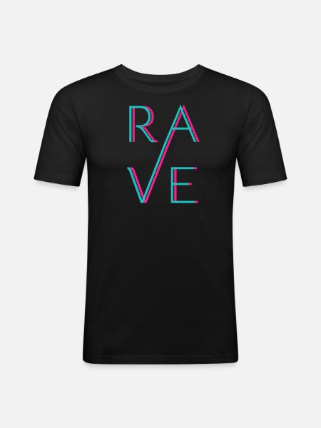 RAVE - Techno Love - Männer Slim Fit T-Shirt - Schwarz