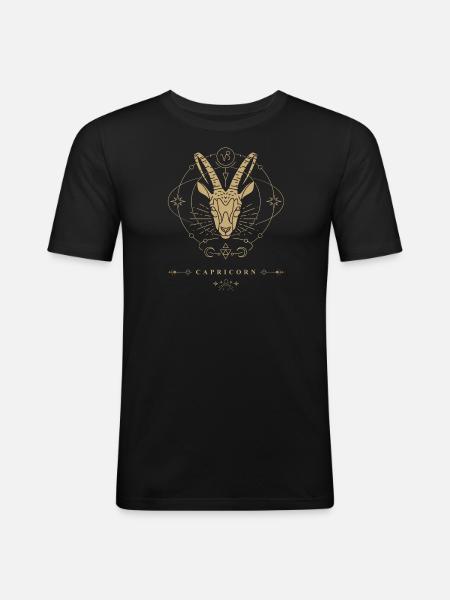 Steinbock Sternzeichen - Männer Slim Fit T-Shirt - Schwarz